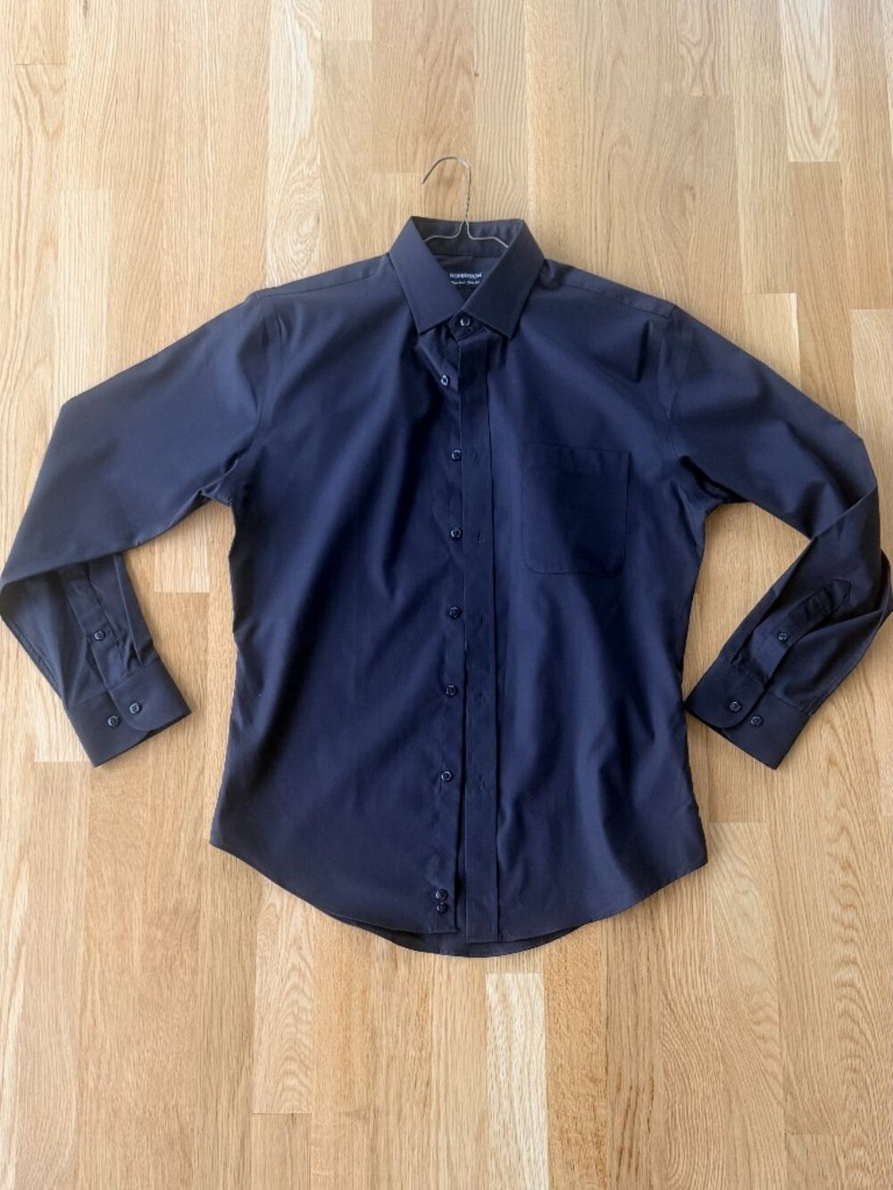 Nordstrom Non-Iron Trim Fit Mens Shirt Black 15 32 33 100% Supima Cotton